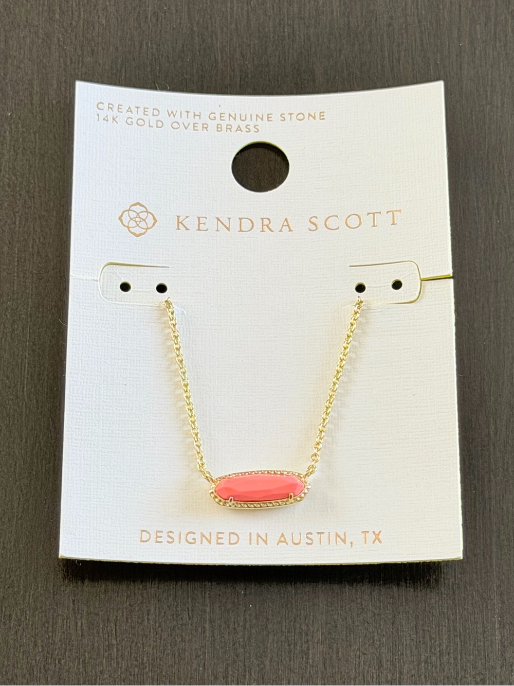 Kendra Scott Eva 14K Gold Over Brass Pendant Necklace Coral Magnesite